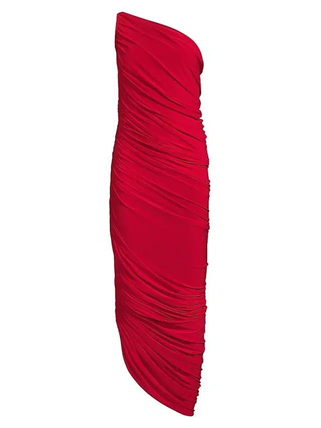 Norma Kamali Women's Diana Ruched One-Shoulder Gown - Red