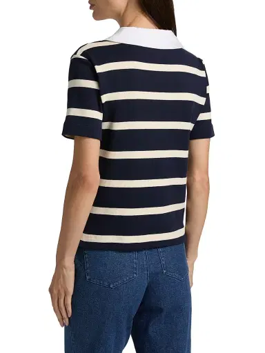 TANYA TAYLOR Women's Melanie Striped Stretch Cotton Top - Maritime Blue Wide Stripe - Size XL | Thumbnail 5 TANYA TAYLOR Women's Melanie Striped Stretch Cotton Top - Maritime Blue Wide Stripe - Size XL | Thumbnail 5