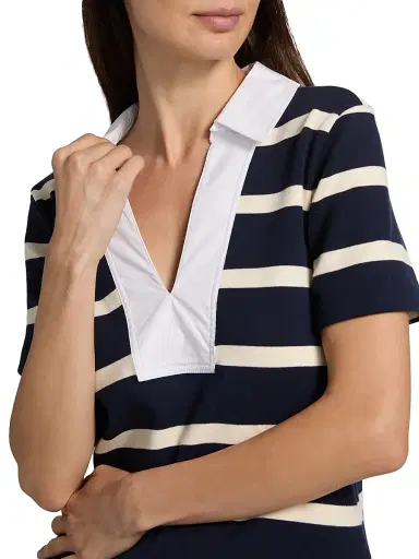 TANYA TAYLOR Women's Melanie Striped Stretch Cotton Top - Maritime Blue Wide Stripe - Size XL | Thumbnail 6 TANYA TAYLOR Women's Melanie Striped Stretch Cotton Top - Maritime Blue Wide Stripe - Size XL | Thumbnail 6