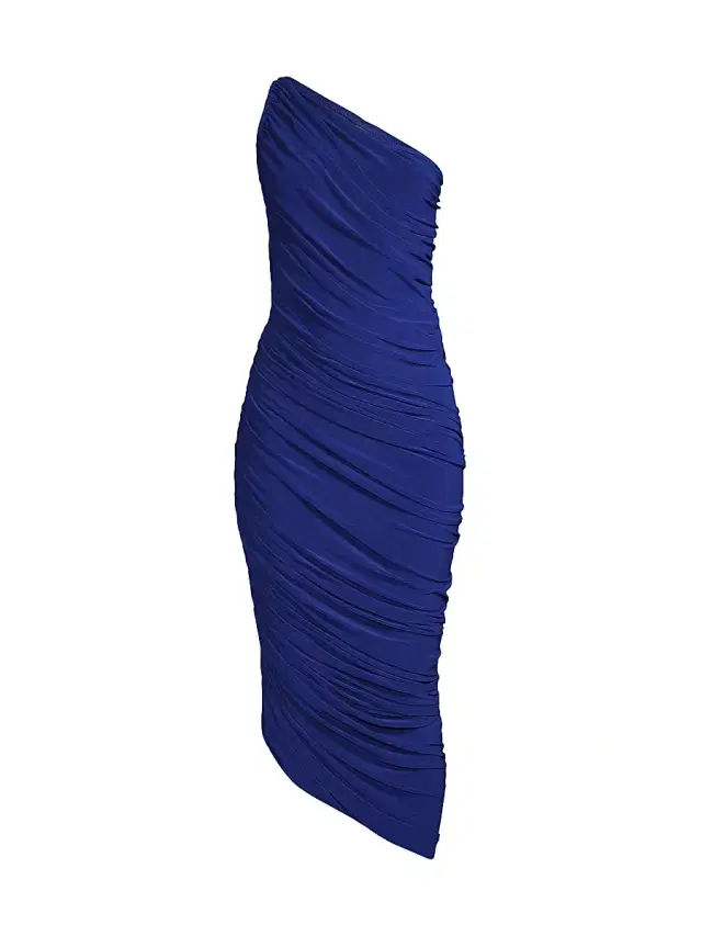 Norma Kamali Women's Diana Ruched One-Shoulder Gown - Dark Blue