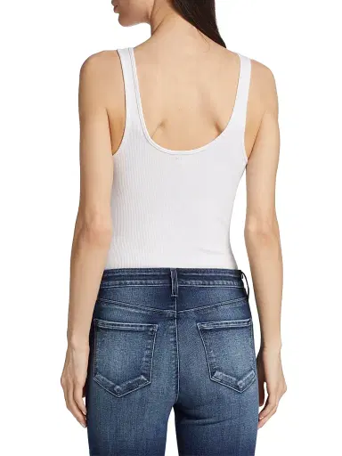 L'Agence Women's Nica Scoopneck Rib-Knit Bodysuit - White - Size XL | Thumbnail 5