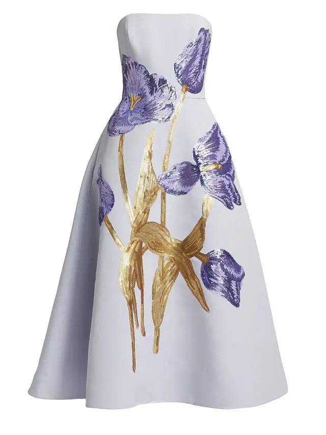 Amsale Women's Sequin Floral Strapless Cocktail Dress - Lilac