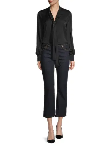 Ungaro Women's Ella Silk-Blend Tie-Neck Blouse - Black - Size XXL | Thumbnail 2