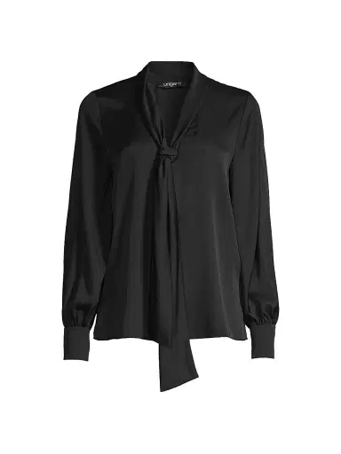 Ungaro Women's Ella Silk-Blend Tie-Neck Blouse - Black - Size XXL | Thumbnail 1