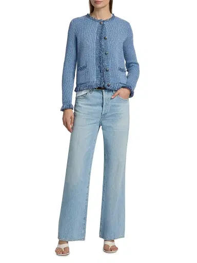 Kobi Halperin Women's Kailey Metallic-Knit Frayed Linen-Blend Cardigan | Thumbnail 2 Kobi Halperin Women's Kailey Metallic-Knit Frayed Linen-Blend Cardigan | Thumbnail 2
