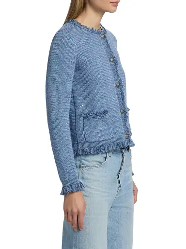 Kobi Halperin Women's Kailey Metallic-Knit Frayed Linen-Blend Cardigan | Thumbnail 4 Kobi Halperin Women's Kailey Metallic-Knit Frayed Linen-Blend Cardigan | Thumbnail 4