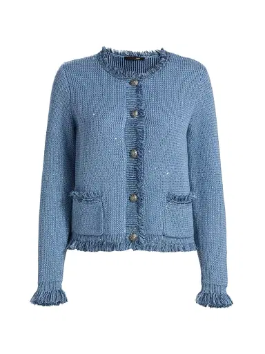 Kobi Halperin Women's Kailey Metallic-Knit Frayed Linen-Blend Cardigan | Thumbnail 1 Kobi Halperin Women's Kailey Metallic-Knit Frayed Linen-Blend Cardigan | Thumbnail 1