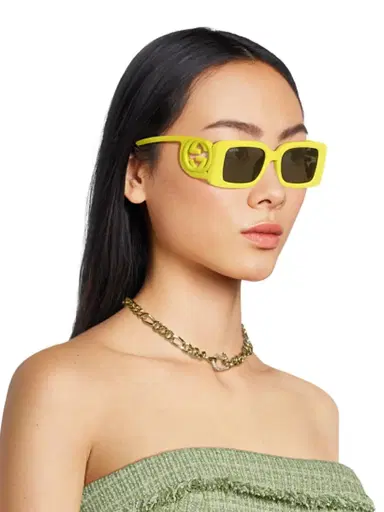 Gucci Women's Chaise Longue 54MM Rectangular Sunglasses - Yellow Dark Grey | Thumbnail 3 Gucci Women's Chaise Longue 54MM Rectangular Sunglasses - Yellow Dark Grey | Thumbnail 3
