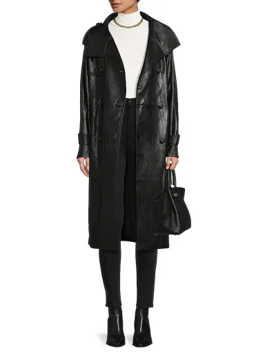 Kobi Halperin Women's Tony Faux-Leather Trench Coat - Black | Thumbnail 2