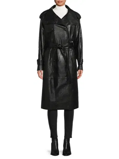 Kobi Halperin Women's Tony Faux-Leather Trench Coat - Black | Thumbnail 3