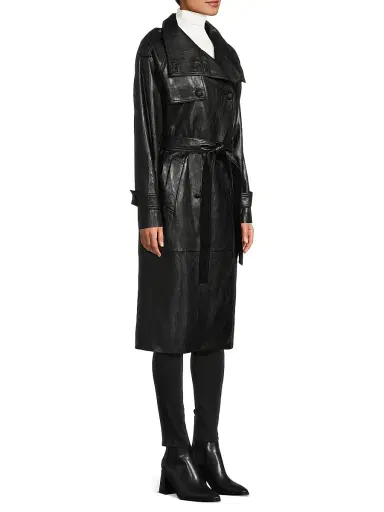 Kobi Halperin Women's Tony Faux-Leather Trench Coat - Black | Thumbnail 4