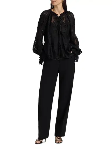 Kobi Halperin Women's Florence Embroidered Sheer Blouse - Black - Size XL | Thumbnail 2 Kobi Halperin Women's Florence Embroidered Sheer Blouse - Black - Size XL | Thumbnail 2