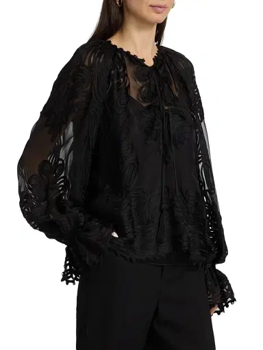 Kobi Halperin Women's Florence Embroidered Sheer Blouse - Black - Size XL | Thumbnail 4 Kobi Halperin Women's Florence Embroidered Sheer Blouse - Black - Size XL | Thumbnail 4