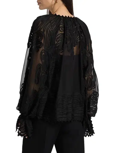 Kobi Halperin Women's Florence Embroidered Sheer Blouse - Black - Size XL | Thumbnail 5 Kobi Halperin Women's Florence Embroidered Sheer Blouse - Black - Size XL | Thumbnail 5