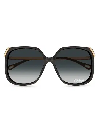 Chloé Women's Aly Combi 60MM Squared Sunglasses - Grey Gold Grey | Thumbnail 2