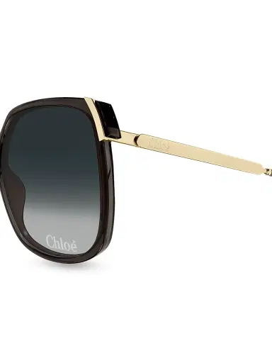 Chloé Women's Aly Combi 60MM Squared Sunglasses - Grey Gold Grey | Thumbnail 3
