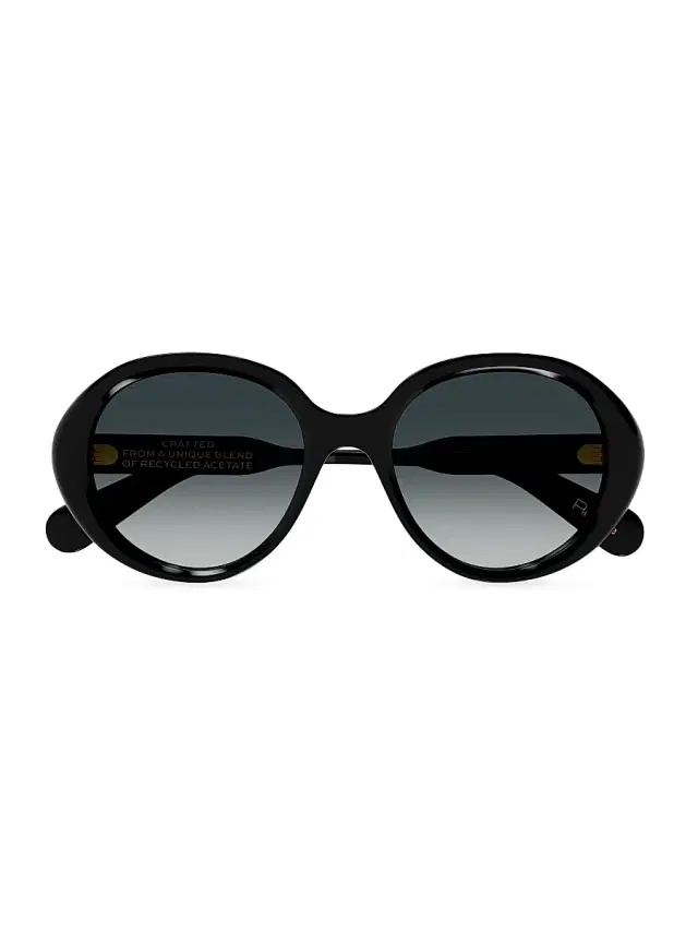 Chloé Women's Gayia 53MM Acetate Round Sunglasses - Black Grey Gradient
