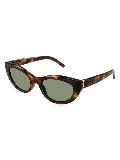 Saint Laurent Women's Monogram Hinge Acetate 54MM Cat-Eye Sunglasses - Havana | Thumbnail 1