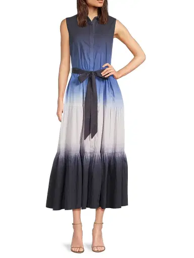 Kobi Halperin Women's Arabella Dip-Dye Cotton Midi-Dress - Blue Multi | Thumbnail 2
