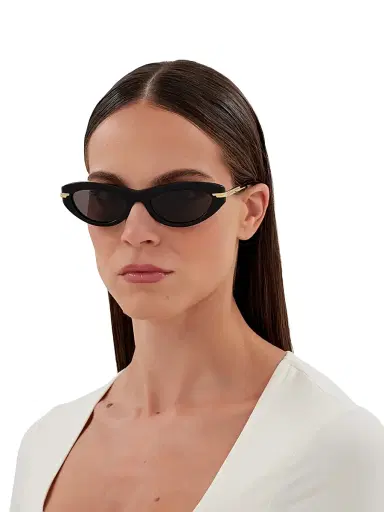Bottega Veneta Women's Combi 53MM Oval Sunglasses - Gold Black | Thumbnail 2
