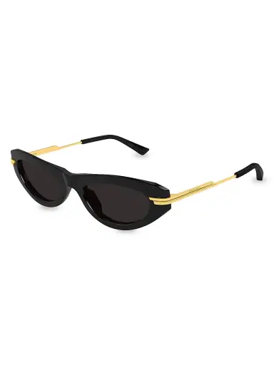 Bottega Veneta Women's Combi 53MM Oval Sunglasses - Gold Black | Thumbnail 1