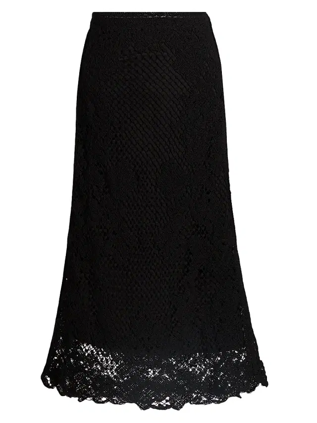 Kobi Halperin Women's Lainey Crochet Midi-Skirt - Black