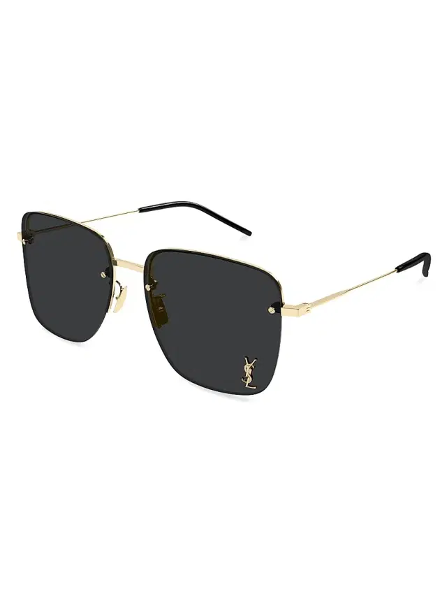 Saint Laurent Women's Color Animation 58MM Rimless Square Sunglasses - Black Gold Black