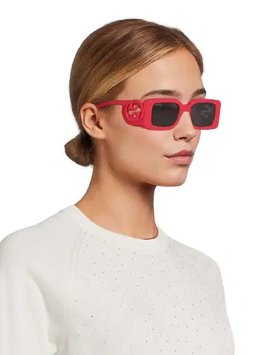 Gucci Women's Chaise Longue 54MM Rectangular Sunglasses - Red | Thumbnail 3 Gucci Women's Chaise Longue 54MM Rectangular Sunglasses - Red | Thumbnail 3