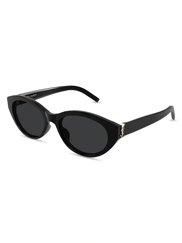 Saint Laurent Women's Monogram Hinge 54MM Round Sunglasses - Black