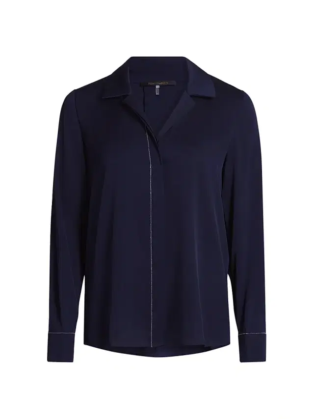 Kobi Halperin Women's Ceanna Chain Long-Sleeve Blouse - Midnight Blue