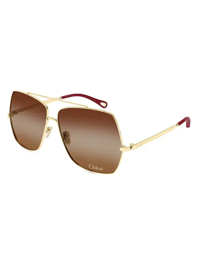 Chloé Women's Aly Fashion Show 62MM Squared Sunglasses - Brown Gradient Gold