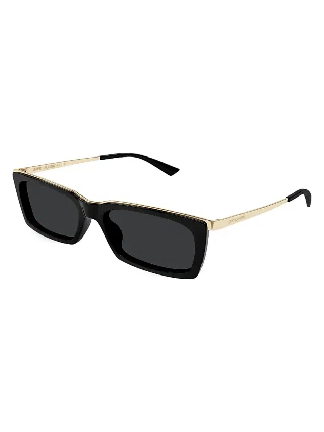 Saint Laurent Women's 57MM Rectangular Metal Sunglasses - Gold Black