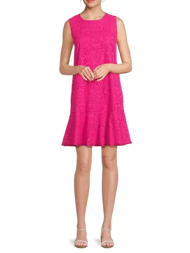 Kobi Halperin Women's Leora Cotton Eyelet Shift Dress - Fuchsia | Thumbnail 2