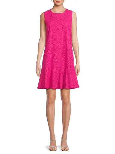 Kobi Halperin Women's Leora Cotton Eyelet Shift Dress - Fuchsia | Thumbnail 3