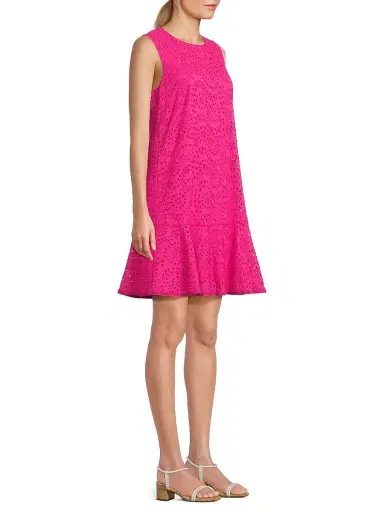 Kobi Halperin Women's Leora Cotton Eyelet Shift Dress - Fuchsia | Thumbnail 4