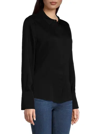 Kobi Halperin Women's Larissa Collared Silk-Blend Blouse - Black - Size XXL | Thumbnail 4