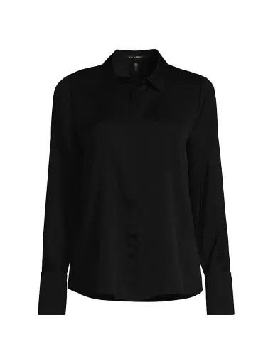 Kobi Halperin Women's Larissa Collared Silk-Blend Blouse - Black - Size XXL | Thumbnail 1
