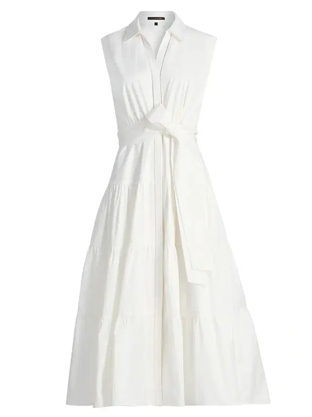 Kobi Halperin Women's Bea Cotton-Poplin Tiered Self-Belt Midi-Dress - White