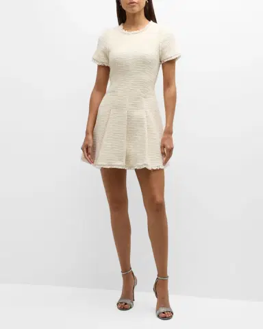 Cinq à Sept Nova Cotton Boucle Pleated Mini Dress | Thumbnail 2 Cinq à Sept Nova Cotton Boucle Pleated Mini Dress | Thumbnail 2