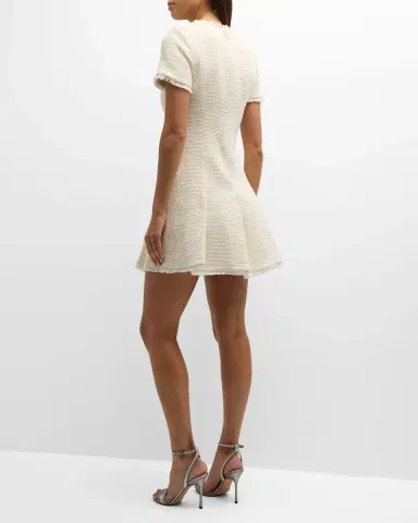 Cinq à Sept Nova Cotton Boucle Pleated Mini Dress | Thumbnail 4 Cinq à Sept Nova Cotton Boucle Pleated Mini Dress | Thumbnail 4