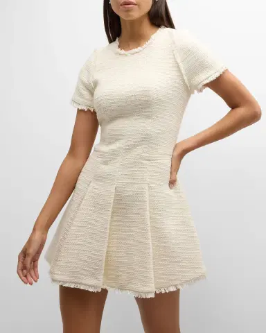 Cinq à Sept Nova Cotton Boucle Pleated Mini Dress | Thumbnail 7 Cinq à Sept Nova Cotton Boucle Pleated Mini Dress | Thumbnail 7