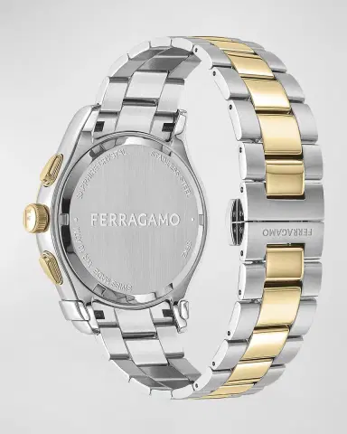 Ferragamo Men's 42mm 1927 Chrono Watch with Bracelet Strap, Two Tone | Thumbnail 3