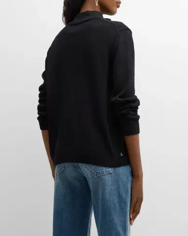 Lafayette 148 New York Cotton-Silk Tape Fitted Bomber Sweater | Thumbnail 3