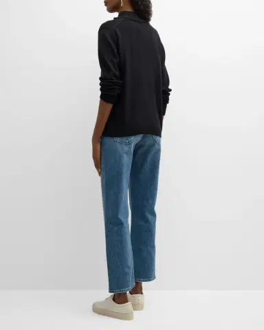 Lafayette 148 New York Cotton-Silk Tape Fitted Bomber Sweater | Thumbnail 6