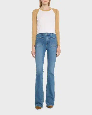 Veronica Beard Beverly Skinny Flare Patch Pocket Jeans | Thumbnail 3