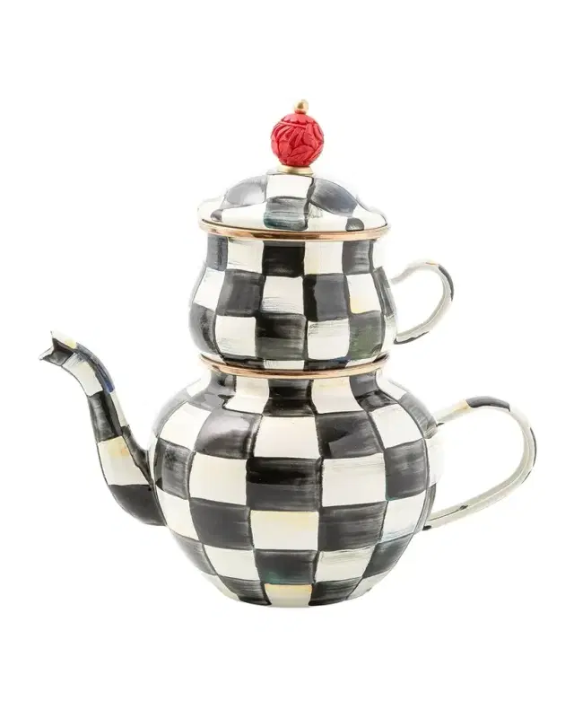 MacKenzie-Childs Courtly Check Enamel High Tea