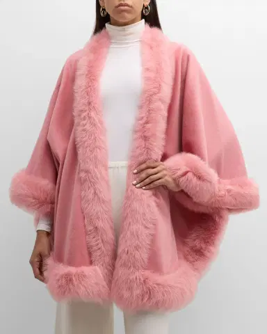 Gorski Cashmere Capelet with Lamb Shearling Trim | Thumbnail 3 Gorski Cashmere Capelet with Lamb Shearling Trim | Thumbnail 3