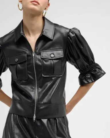 Cinq à Sept Holly Cropped Vegan Leather Jacket | Thumbnail 8 Cinq à Sept Holly Cropped Vegan Leather Jacket | Thumbnail 8