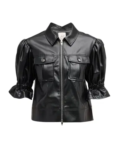 Cinq à Sept Holly Cropped Vegan Leather Jacket | Thumbnail 1 Cinq à Sept Holly Cropped Vegan Leather Jacket | Thumbnail 1