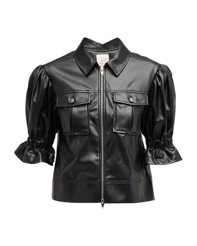 Cinq a Sept Holly Cropped Vegan Leather Jacket